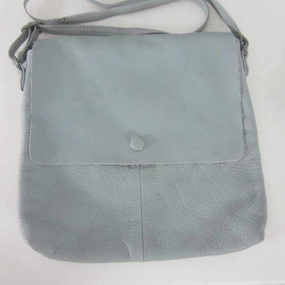 Day & Mood Gray Blue Pebbled Leather Crossbody Bag 8.5 X 9" Adjustable Strap - Picture 4 of 12